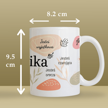 Twoje zalety - 1x Kubek z nadrukiem, spersonalizowany prezent dla niej - idamell.com