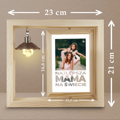 Ty jesteś najlepszą mamą na świecie - Druk na szkle w drewnianej ramce + led, spersonalizowany prezent dla mamy - idamell.com