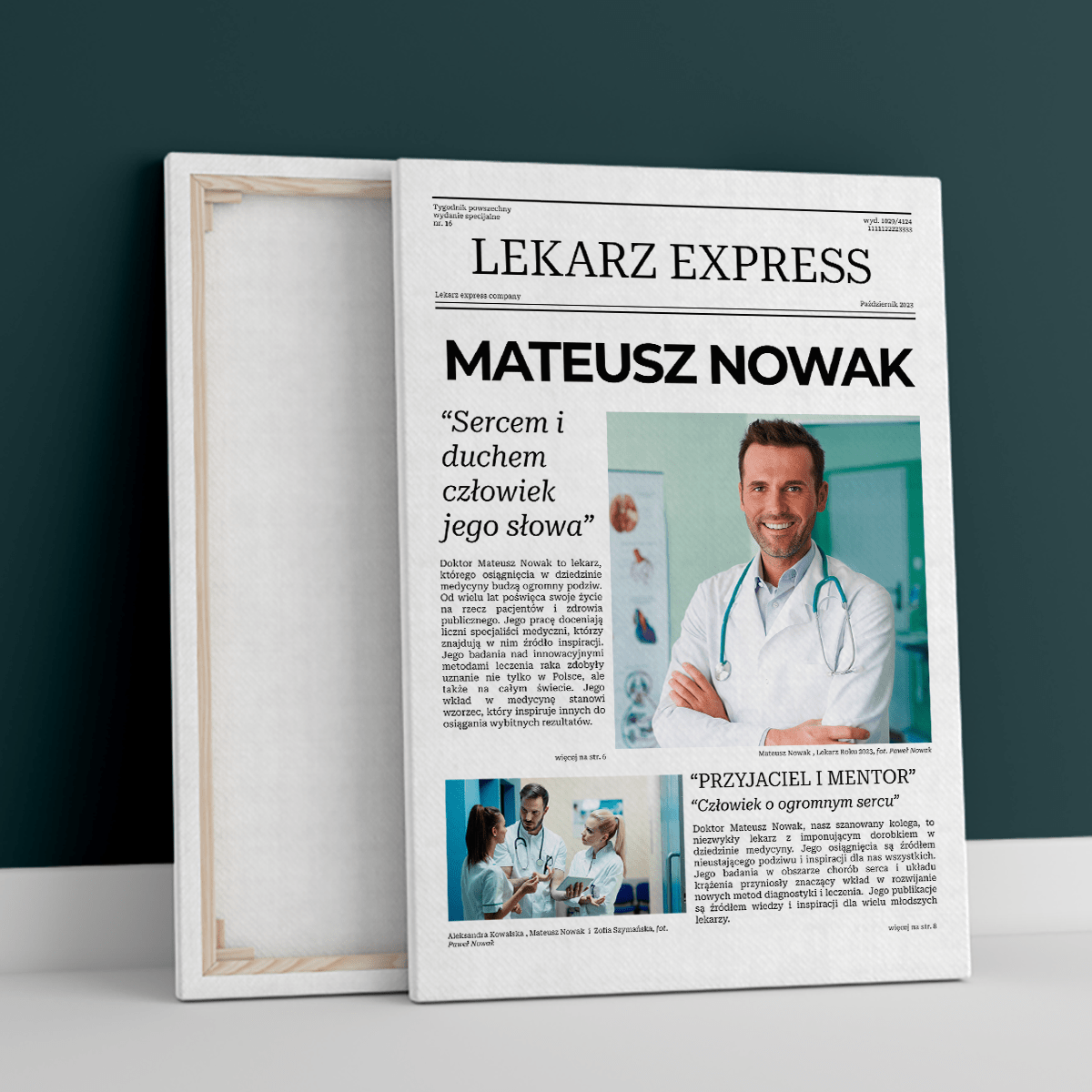 Tygodnik express - druk na płótnie, spersonalizowany prezent dla przyjaciela - idamell.com