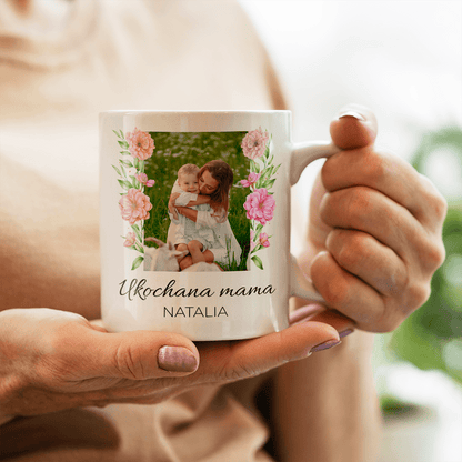 Ukochana mama - 1x Kubek z nadrukiem, spersonalizowany prezent dla mamy - idamell.com