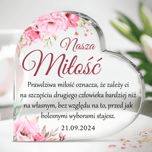 Urocze wyznanie - Szklane serce, spersonalizowany prezent dla kobiety - idamell.com