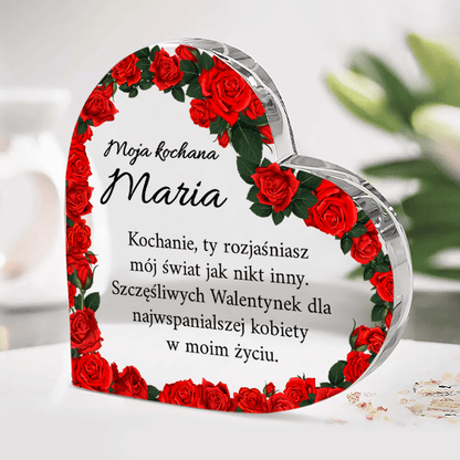 Urocze wyznanie - Szklane serce, spersonalizowany prezent dla niej - idamell.com