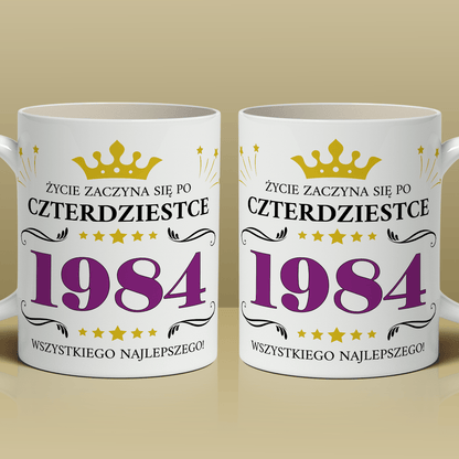 Urodziny 40. - 1x Kubek z nadrukiem, spersonalizowany prezent dla niej - idamell.com