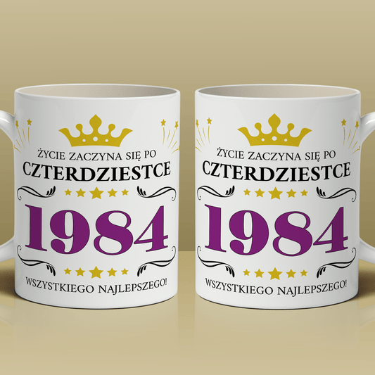 Urodziny 40. - 1x Kubek z nadrukiem, spersonalizowany prezent dla niej - idamell.com
