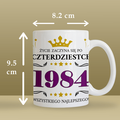Urodziny 40. - 1x Kubek z nadrukiem, spersonalizowany prezent dla niej - idamell.com