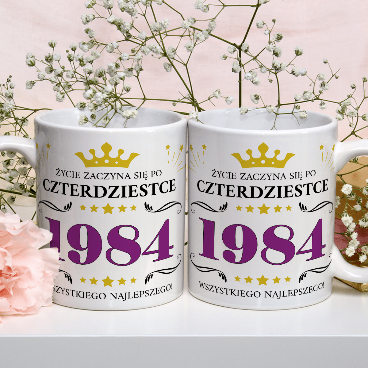 Urodziny 40. - 1x Kubek z nadrukiem, spersonalizowany prezent dla niej - idamell.com