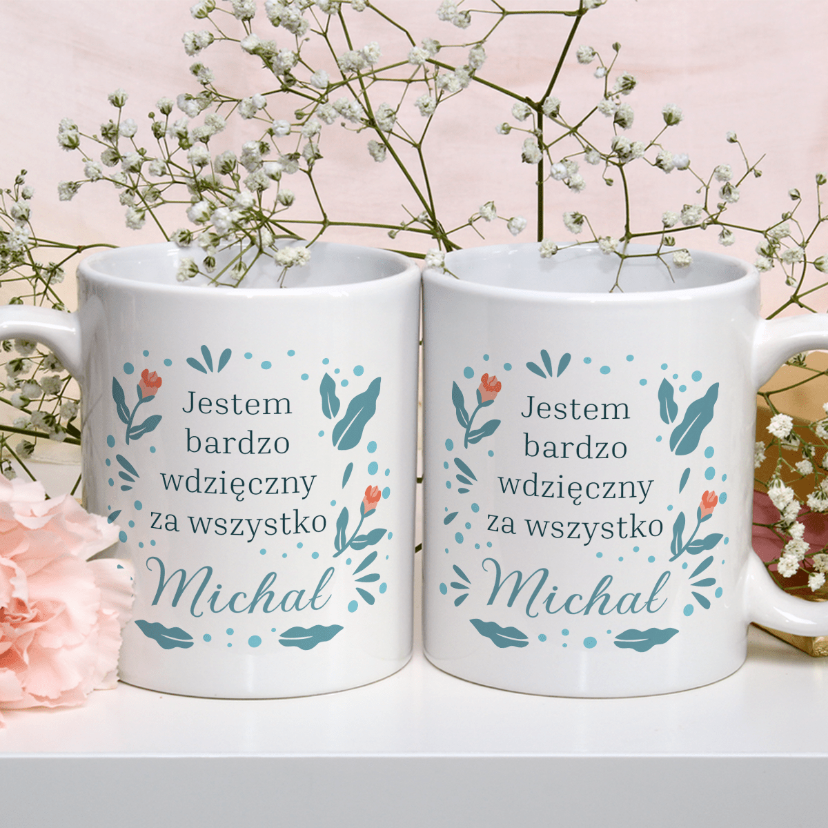 Wdzięczność - 1x Kubek z nadrukiem, spersonalizowany prezent dla niej - idamell.com