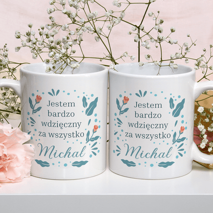 Wdzięczność - 1x Kubek z nadrukiem, spersonalizowany prezent dla niej - idamell.com