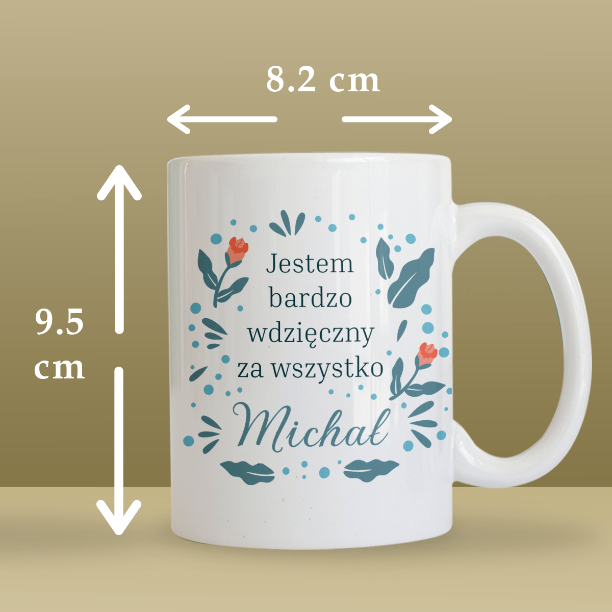 Wdzięczność - 1x Kubek z nadrukiem, spersonalizowany prezent dla niej - idamell.com