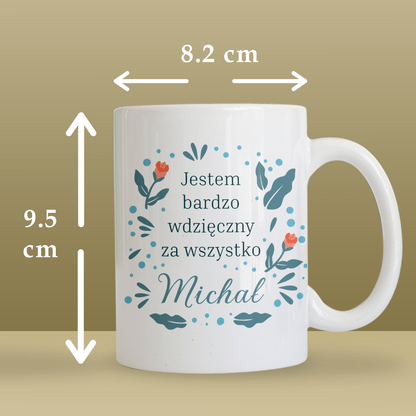 Wdzięczność - 1x Kubek z nadrukiem, spersonalizowany prezent dla niej - idamell.com