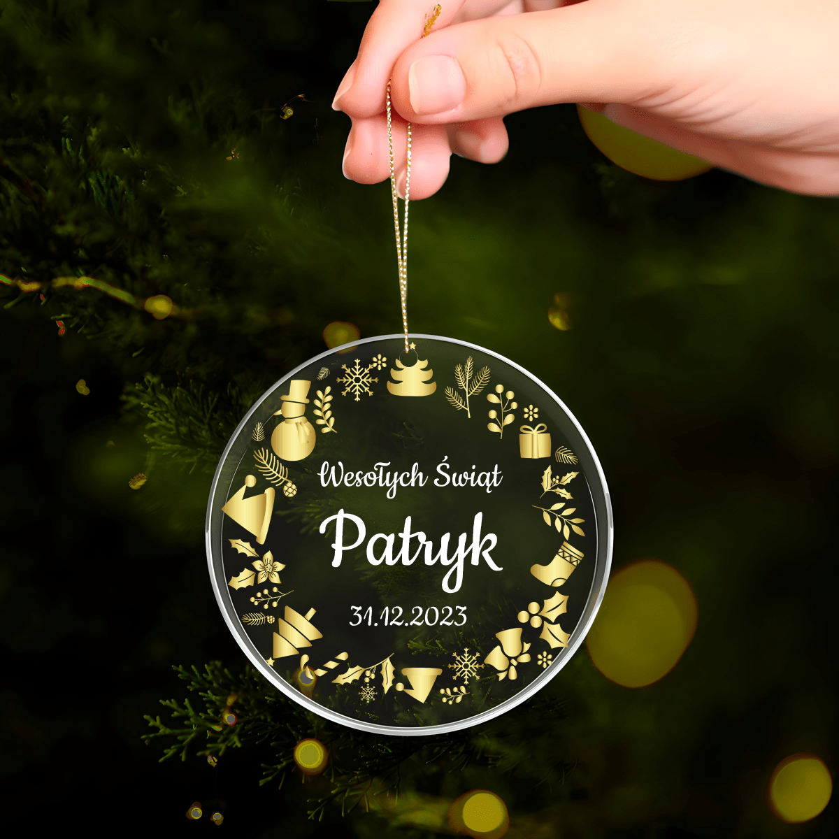 Wesołych świąt - bombka choinkowa, spersonalizowany prezent dla niego - idamell.com