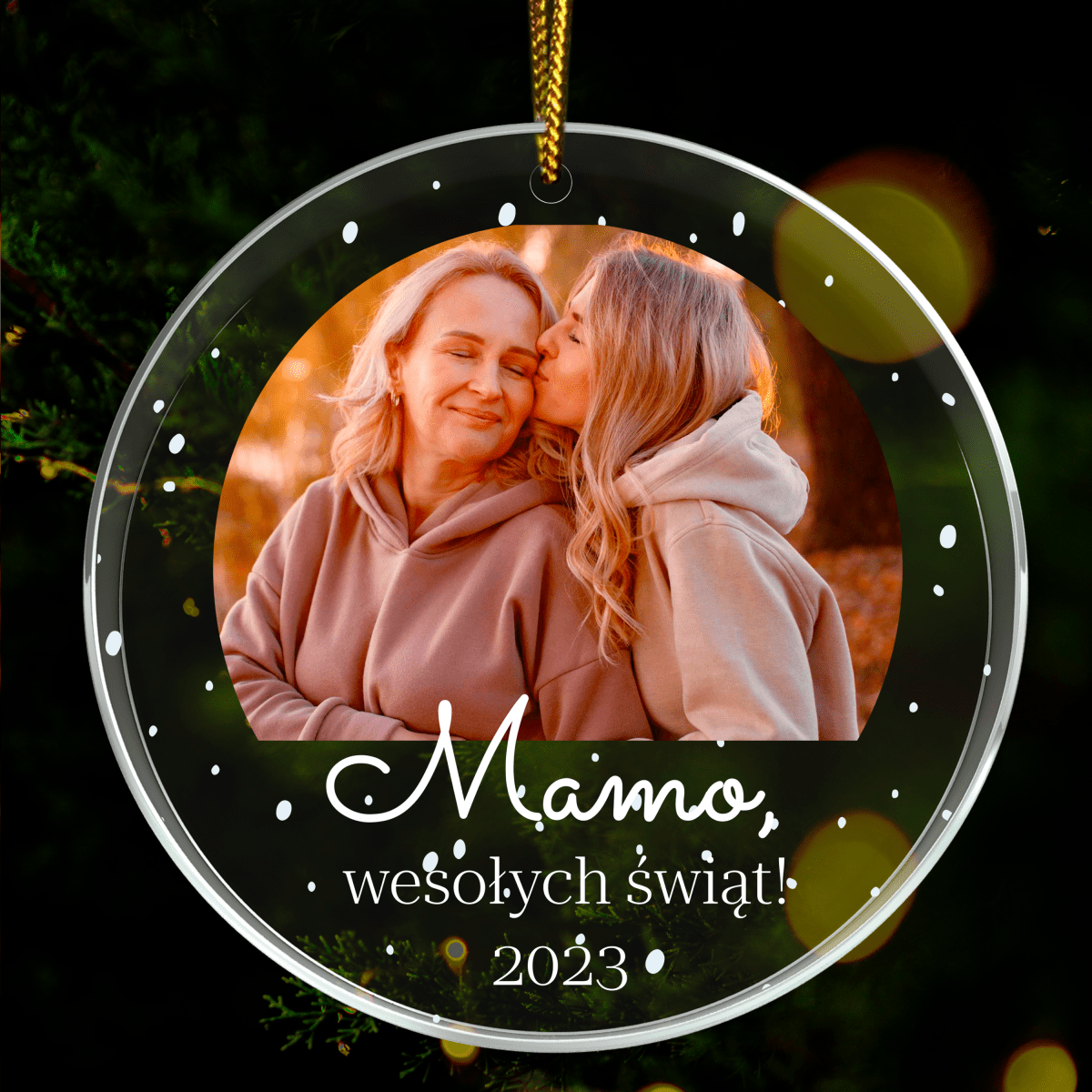 Wesołych świąt, mamo! - bombka choinkowa, spersonalizowany prezent dla mamy - idamell.com