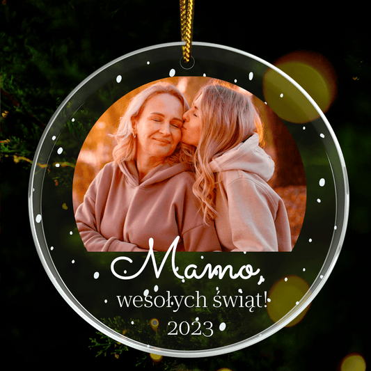 Wesołych świąt, mamo! - bombka choinkowa, spersonalizowany prezent dla mamy - idamell.com
