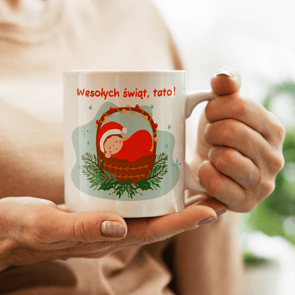 Wesołych Świąt, Tato - 1x Kubek z nadrukiem, spersonalizowany prezent dla taty - idamell.com