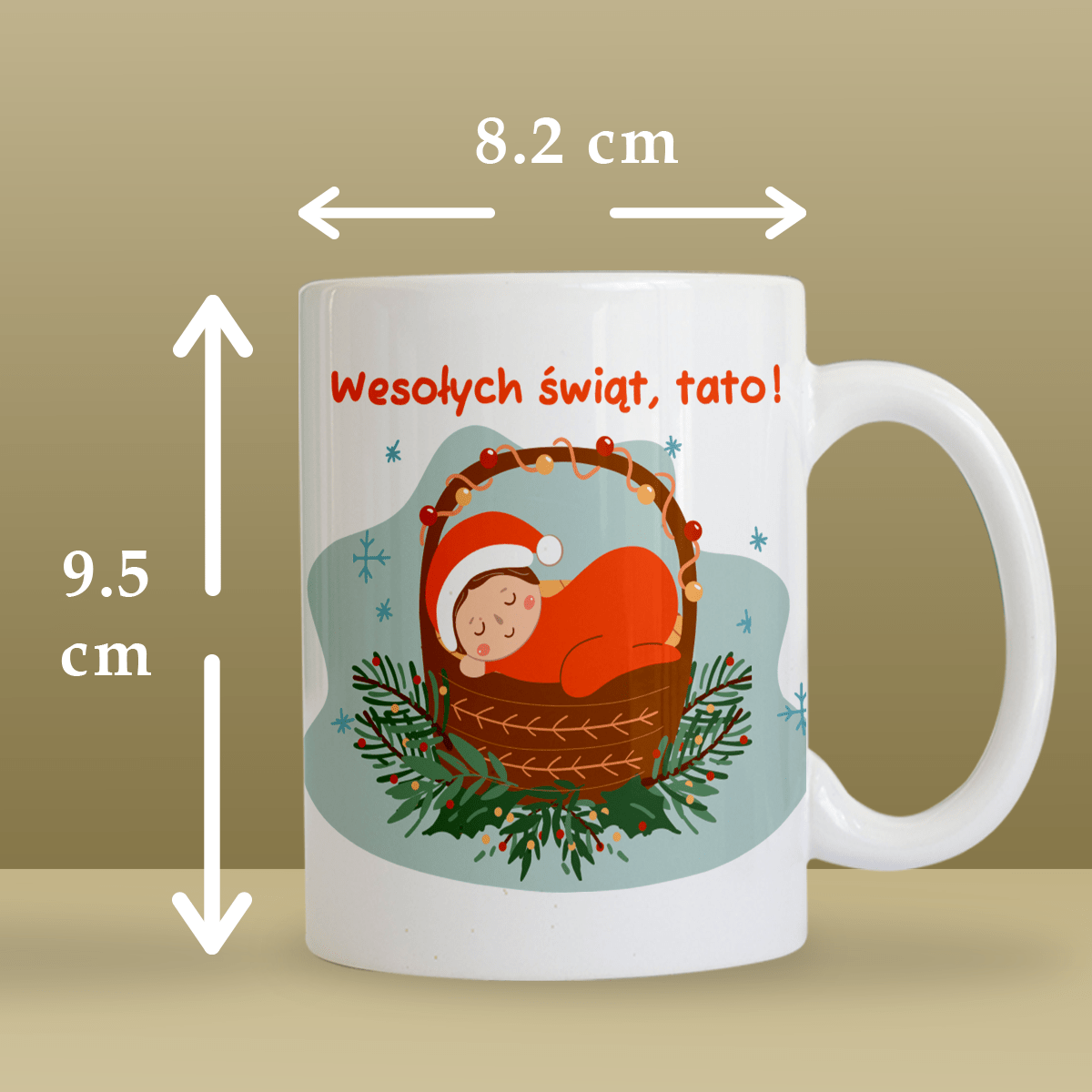 Wesołych Świąt, Tato - 1x Kubek z nadrukiem, spersonalizowany prezent dla taty - idamell.com