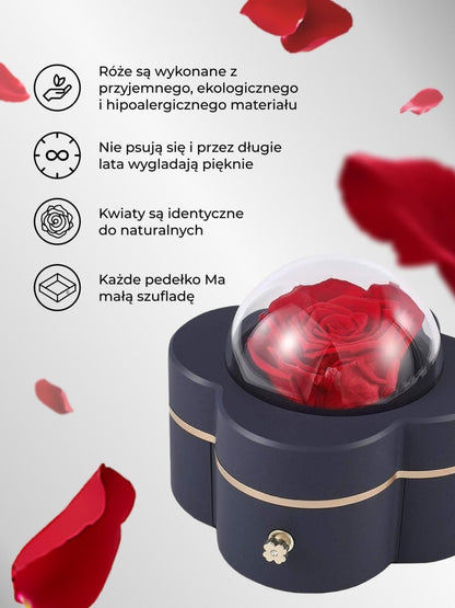Wieczne różane pudełko na biżuterię, Wyjatkowy pomysł na prezent dla dziewczyny, przyjaciółki, kobiety, najlepsze na walentynki, na 18 urodziny - idamell.com