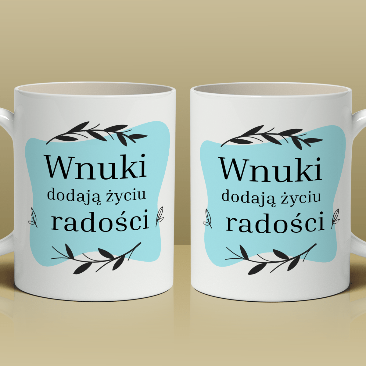 Wnuki dodają radości - 1x Kubek z nadrukiem, spersonalizowany prezent dla dziadków - idamell.com