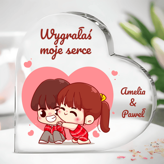 Wygrane serce - Szklane serce, spersonalizowany prezent dla pary - idamell.com