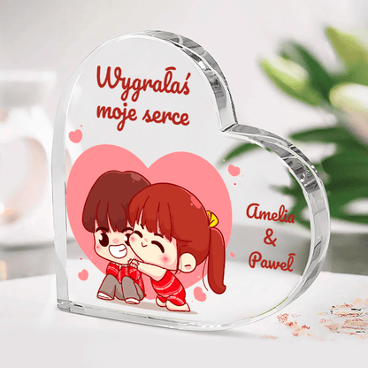 Wygrane serce - Szklane serce, spersonalizowany prezent dla pary - idamell.com