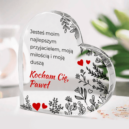 Wyznanie miłosne - Szklane serce, spersonalizowany prezent dla niej - idamell.com