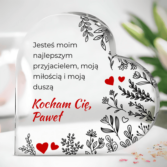 Wyznanie miłosne - Szklane serce, spersonalizowany prezent dla niej - idamell.com