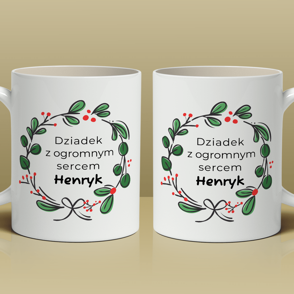 Z ogromnym sercem - 1x Kubek z nadrukiem, spersonalizowany prezent dla dziadka - idamell.com