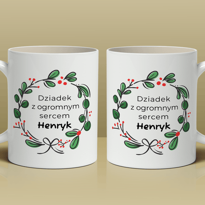 Z ogromnym sercem - 1x Kubek z nadrukiem, spersonalizowany prezent dla dziadka - idamell.com