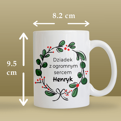 Z ogromnym sercem - 1x Kubek z nadrukiem, spersonalizowany prezent dla dziadka - idamell.com