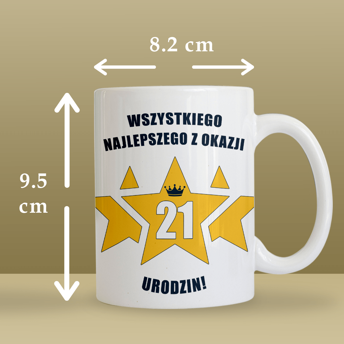 Z okazji 21 urodzin - 1x Kubek z nadrukiem, spersonalizowany prezent na urodziny - idamell.com