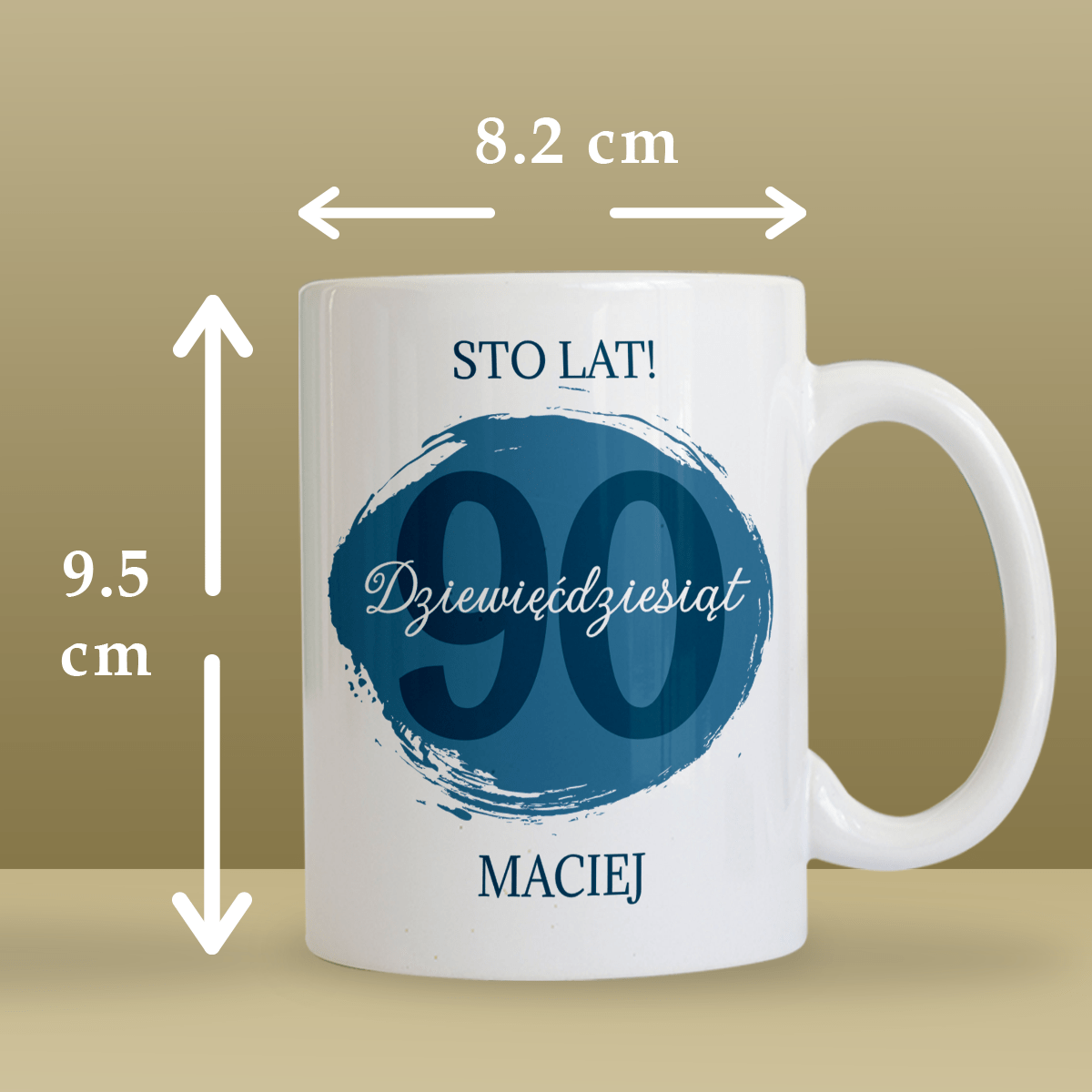 Z okazji 90. - 1x Kubek z nadrukiem, spersonalizowany prezent dla dziadka - idamell.com