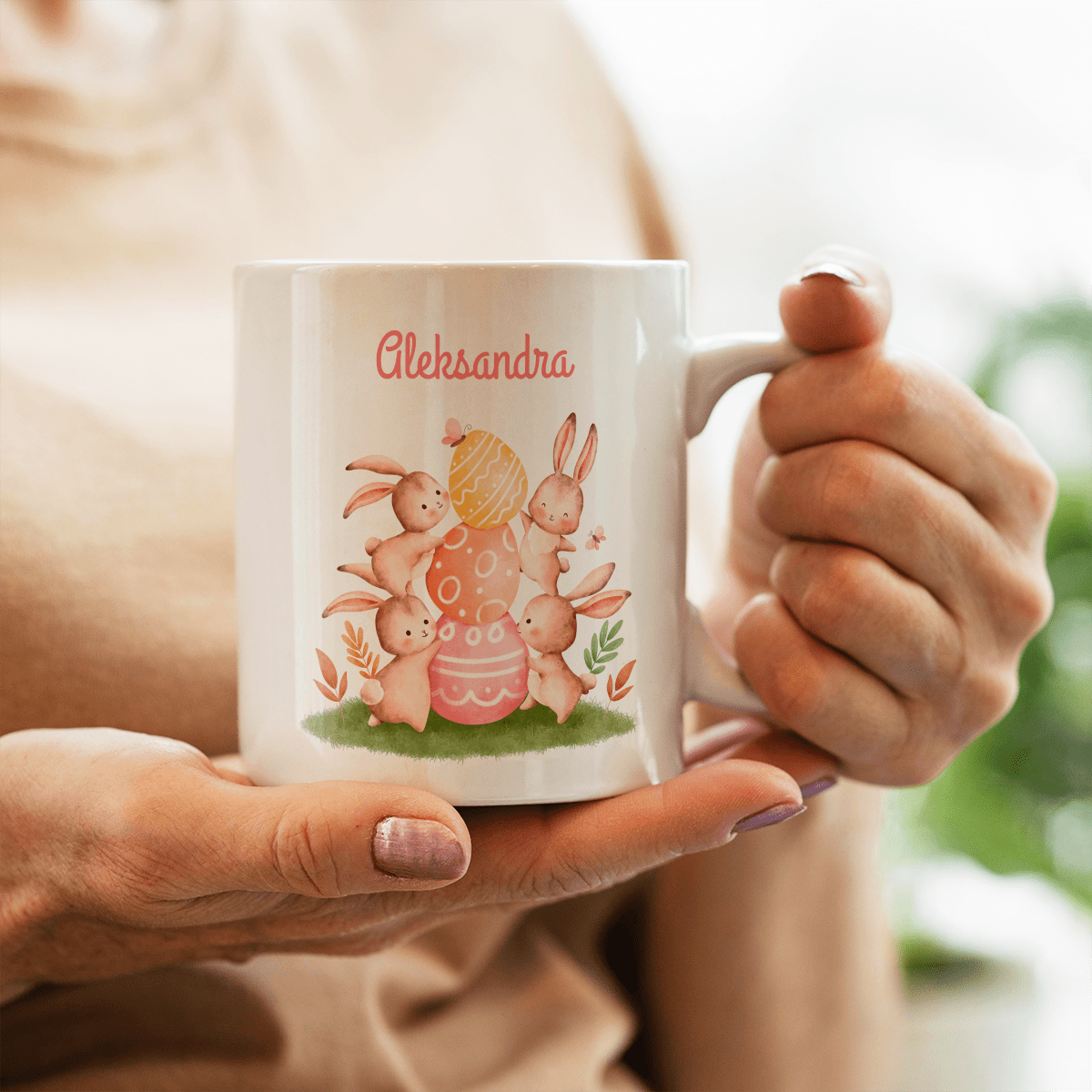 Zajączki i pisanki - 1x Kubek z nadrukiem, spersonalizowany prezent wielkanocny - idamell.com