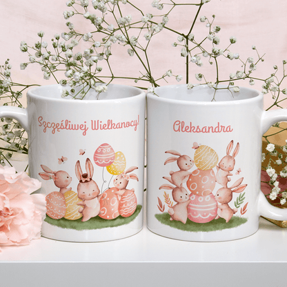 Zajączki i pisanki - 1x Kubek z nadrukiem, spersonalizowany prezent wielkanocny - idamell.com