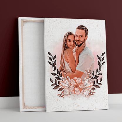 Zakochana para portret - druk na płótnie, spersonalizowany prezent dla pary - idamell.com