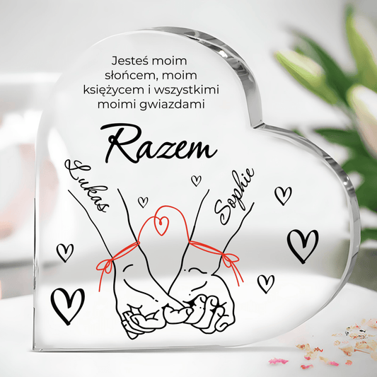 Zawsze razem - Szklane serce, spersonalizowany prezent dla niej - idamell.com