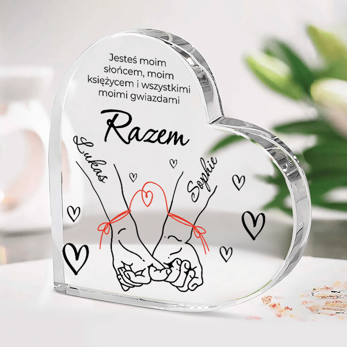 Zawsze razem - Szklane serce, spersonalizowany prezent dla niej - idamell.com