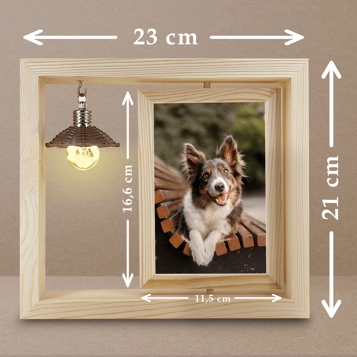 Zdjęcie pupila - Druk na szkle w drewnianej ramce + led, spersonalizowany prezent - idamell.com