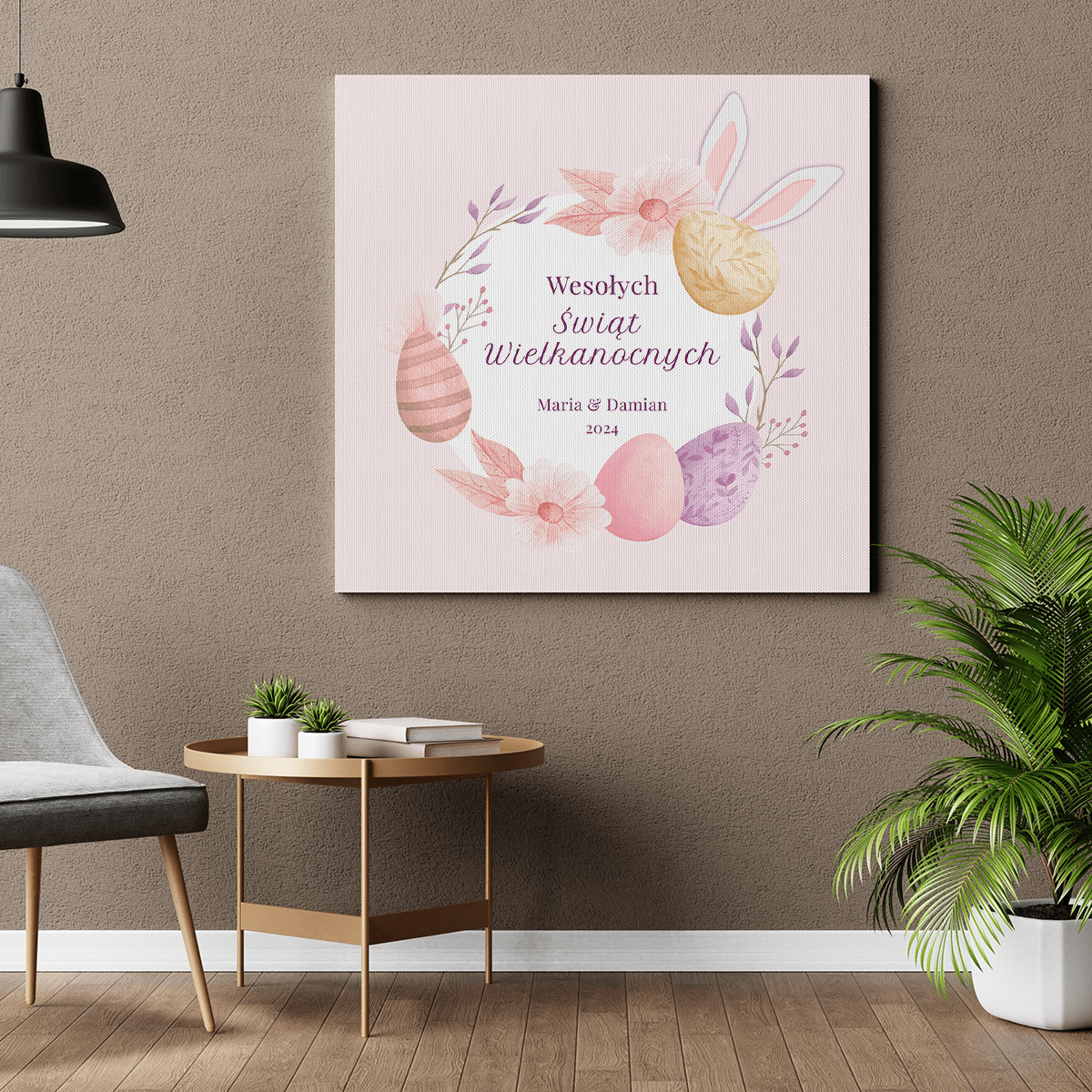 Życzenia na Święta Wielkanocne - druk na płótnie, spersonalizowany prezent na Wielkanoc - idamell.com