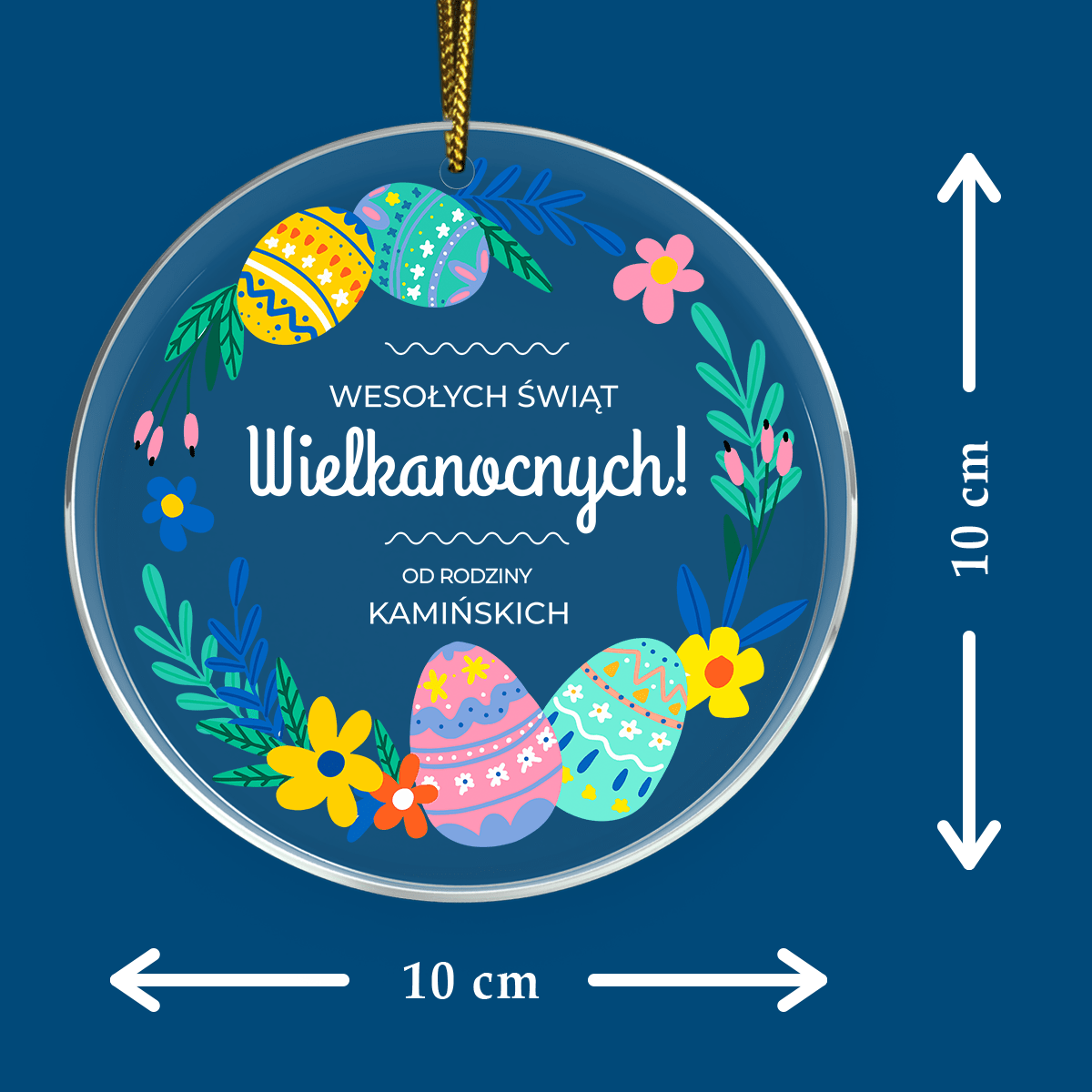 Życzenia wielkanocne od rodziny - zawieszka akrylowa, spersonalizowany prezent dla niej - idamell.com