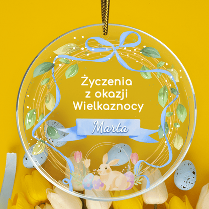 Życzenia wielkanocne z imieniem - bombka akrylowa, spersonalizowany prezent na Wielkanoc - idamell.com
